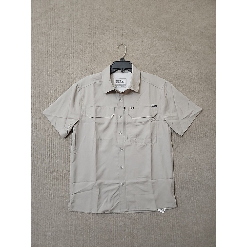 Eddie Bauer Tech Shirt Men S Gray Woven Vented Fishing Outdoor Lightweight NEW - Picture 2 of 9